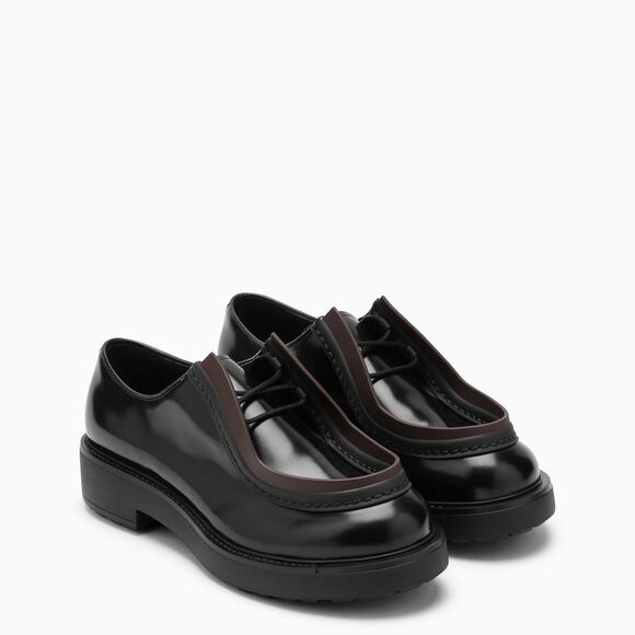 Prada Men Black/Brown Leather Diapason Lace-Up - Picture 1 of 5